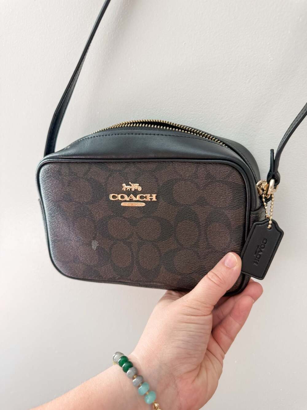 Coach Jamie Mini Camera Bag in Signature Canvas Brown Black